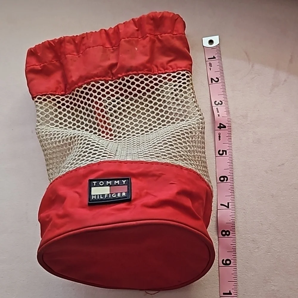 90's Vintage Tommy Hilfiger Shower Caddy Drawstring Mesh Bag